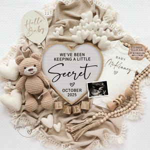 Pregnancy Announcement Template, Digital Spring Pregnancy Announce, Instant Download Baby Announcement, Editable Baby Announcement, Secret