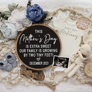 Mother&#39;s Day Baby Boy Pregnancy Announcement: Social Media Template (Digital Download)