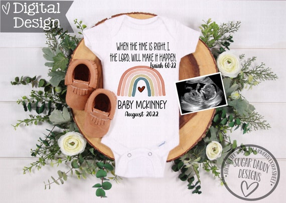 Scripture Digital Pregnancy Baby Announcement | Isaiah 60:22 | Rainbow Baby Pregnancy Announcement | Custom Social Media Announcement Idea Il_570xn