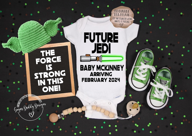 Star Wars Baby Yoda Personalized Pregnancy Announcement Future Jedi Custom Pregnancy Announcement Social Media Custom Baby Announcement image 2