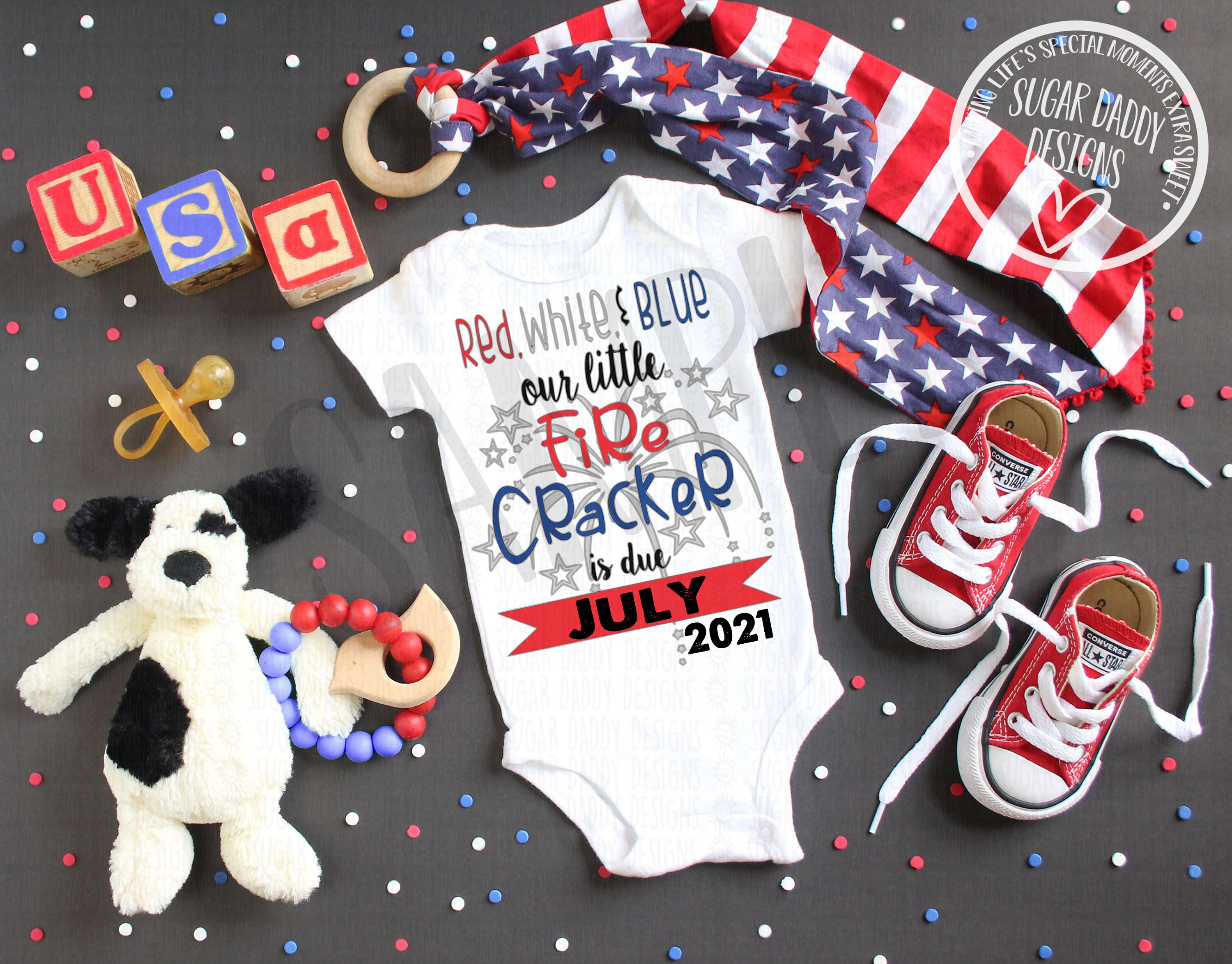 4th of July Custom Baby Announcement Digital File Etsy