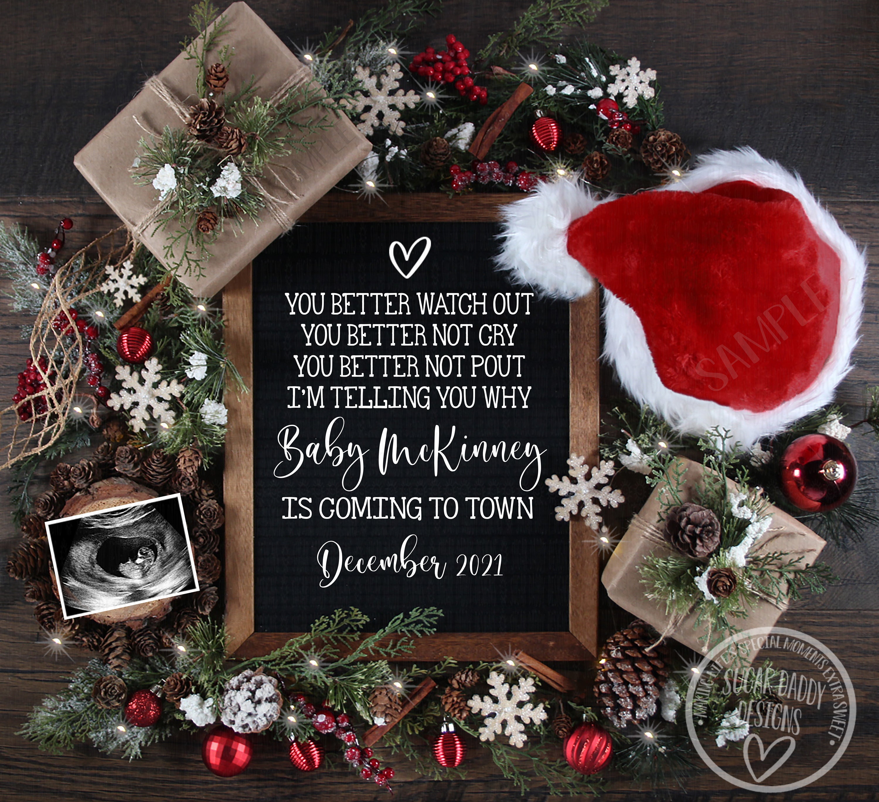 Due in December Christmas Baby Announcement Pregnancy Etsy