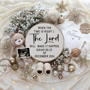 Pregnancy Announcement Digital Scripture \ Gender Neutral Boho \ Editable Template\ Baby Announcement Religious \ When The Time Is Right