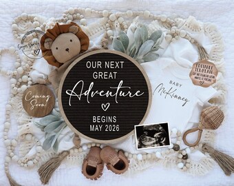 Lion Safari Pregnancy Announcement: Gender Neutral Baby Reveal, Editable Template (Digital Download)