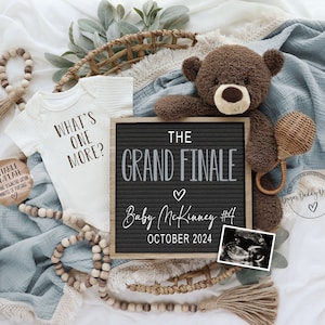 Neutral Boy Pregnancy Announcement Digital, Last One, Grand Finale, It's a Boy Baby Announcement,  Social Media, Editable Template, One More