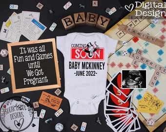 It Was All Fun And Games Digital Pregnancy Announcement | Fun Baby Announcement | Social Media Pregnancy Announcement | Instagram Facebook