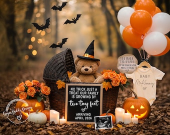 Halloween Schwangerschaftsankündigung: Little Boo Social Media Reveal (Digital Template
