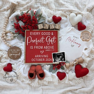 Religious Valentine Pregnancy Announcement: Gender Neutral Editable Template (Digital Download)