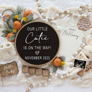 Oranges Pregnancy Announcement: Gender Neutral, Editable Template (Digital)