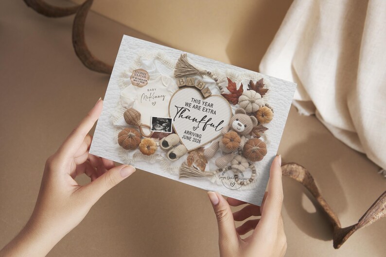 Thanksgiving Baby Announcement: Extra Thankful This Year, Editable Template (Digital) image 3
