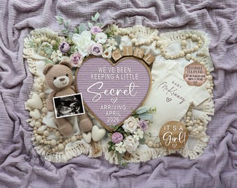 Girl Gender Reveal: Purple Baby Announcement (Digital Download)