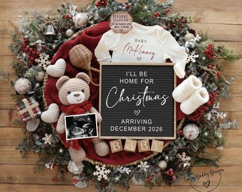 Christmas Pregnancy Announcement: Gender Neutral, Editable Template (Digital Download)