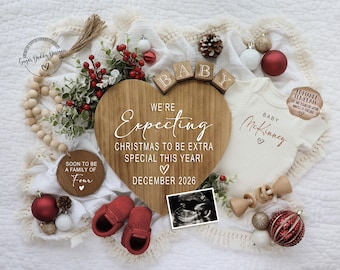 Christmas Pregnancy Announcement: Editable Social Media Template (Digital)