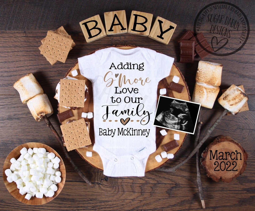 Smore Love Digital Pregnancy Announcement Camping Theme