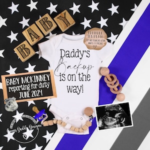 Backup is on the Way Digital Pregnancy Announcement | Thin Blue Line Social Media Baby Announcement | Police Officer | Facebook Instagram