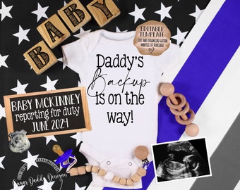 Backup is on the Way Digital Pregnancy Announcement | Thin Blue Line Social Media Baby Announcement | Police Officer | Facebook Instagram