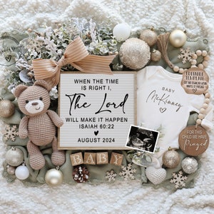 Christmas Religious Pregnancy Announcement Digital, Gender Neutral Baby Reveal, Instant Editable Template, Social Media Reveal, Scripture