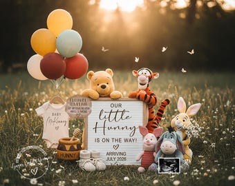 Unsere Kleine Hunny ist Unterwegs | Winnie-the-Pooh Schwangerschaftansage | Digitale Babyoffenbarung