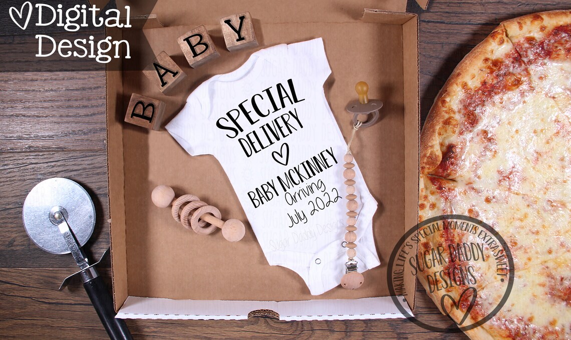 Special Delivery Pizza Pregnancy Announcement Pizza Theme Etsy