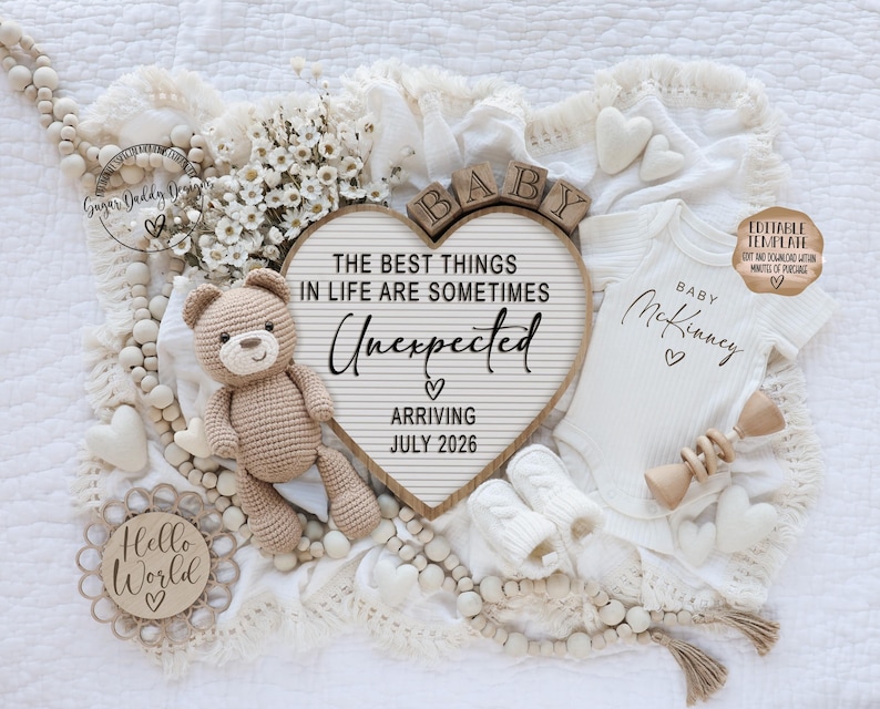 Unexpected Pregnancy Announcement: Teddy Bear, Editable Template (Digital Download) image 12