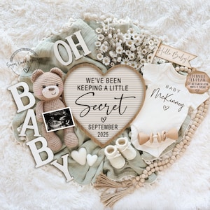 Pregnancy Announcement Template, Digital Pregnancy Announcement, Instant Download Baby Announcement, Editable Baby Announcement, Secret