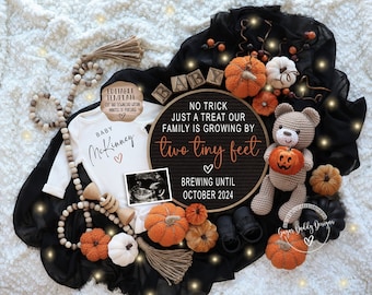 Halloween Digital Pregnancy Announcement, New Little Boo, Halloween Social Media, Instant Editable Template, No Trick Just a Treat