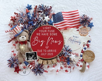 4th of July Pregnancy Announcement: Little Firecracker (Digital Template)