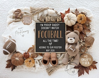 Funny Fall Football Pregnancy Announcement - Proof Daddy Doesn't Watch All the Time  (Digital)
