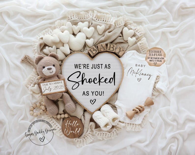 Unexpected Baby Announcement: Gender Neutral, Editable Template (Digital Download) image 2