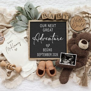 Adventure Pregnancy Announcement: Teddy Bear Baby Reveal Editable Social Media Template (Digital Download)