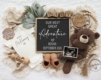 Adventure Pregnancy Announcement: Teddy Bear Baby Reveal Editable Social Media Template (Digital Download)