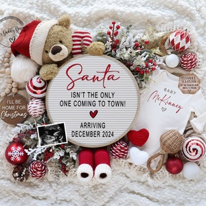 Weihnachten Digitale Schwangerschaftsankündigung ""fällig im Dezember Babymitteilung" ""Gender Neutral "" Bearbeitbare Vorlage ""