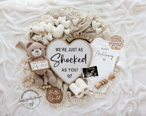 Unexpected Baby Announcement: Gender Neutral, Editable Template (Digital Download)