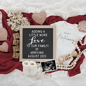 Valentines Pregnancy Announcement Digital \ Baby Announcement\ Gender Neutral \ Editable Template \ Social Media Announce \ Adding More Love