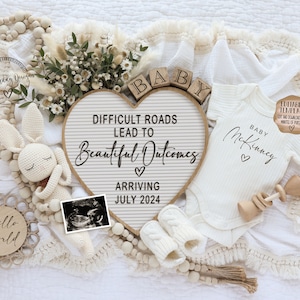 Pregnancy Announcement Digital \ Miracle Baby Announcement\ Gender Neutral Boho \ Editable Template\ Social Media Announce \ Difficult Roads