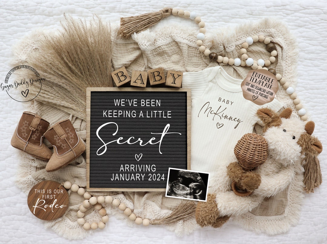 Digital Western Pregnancy Announcement Cowboy Baby Announcement Social