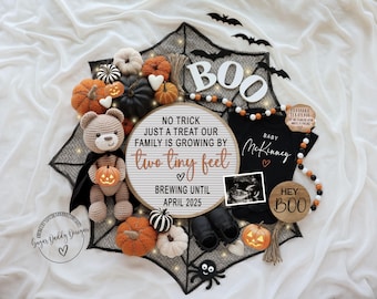Anuncio de embarazo de Halloween: Plantilla para redes sociales "Nuevo/a" (digital)