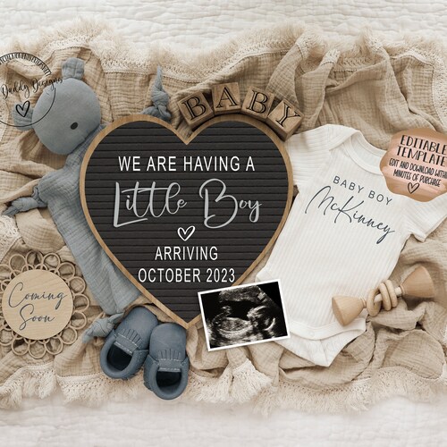 Baby Boy Pregnancy Announcement Digital Baby Boy Announcement Etsy