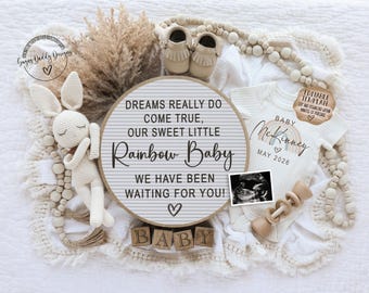 Rainbow Baby Pregnancy Announcement • Neutral Gender Boho Reveal Template