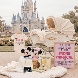 Magical Mickey & Minnie Pregnancy Announcement: Girl Gender Reveal (Digital Template