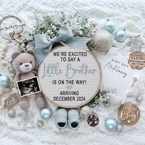 Christmas Baby Brother Gender Reveal: Teddy Bear Announcement (Digital Template)