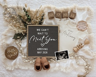 Digital Pregnancy Announcement | Neutral Baby Reveal | Editable Template for Social Media