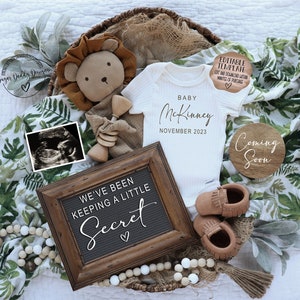 Lion Safari Pregnancy Announcement: Gender Neutral, Editable Template (Digital Download)