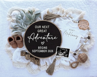 Boho Pregnancy Announcement: Gender Neutral Baby Reveal, Social Media Template (Digital Download)