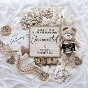 Pregnancy Announcement Digital, Unexpected Baby Announcement Template, Instant Download Editable Template, Custom Pregnancy Announcement