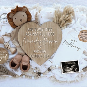 Pregnancy Announcement Digital \ Miracle Baby Announcement\ Rainbow Baby\ Gender Neutral Boho \ Editable Template\ Social Media Announcement