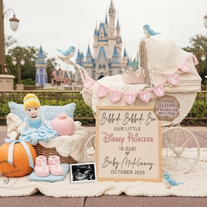 Cinderella Pregnancy Announcement, Digital Girl Disney Princess Baby Announce, Girl Social Media Template, It&#39;s a Girl Princess Reveal