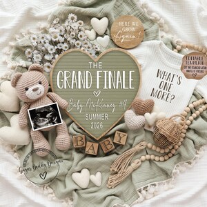 Last Baby Announcement Digital: Teddy Bear, Editable Template image 2