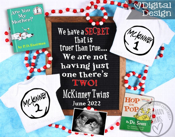 Dr. Seuss Twin Pregnancy Announcement | Twins Announcement | Digital Pregnancy Announcement | Social Media Announcement Idea | Instagram Il_570xn