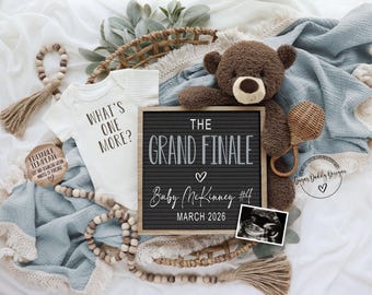 Anúncio digital de gravidez Grand Finale • Modelo de revelação do último bebê • Irmãozinho menino
